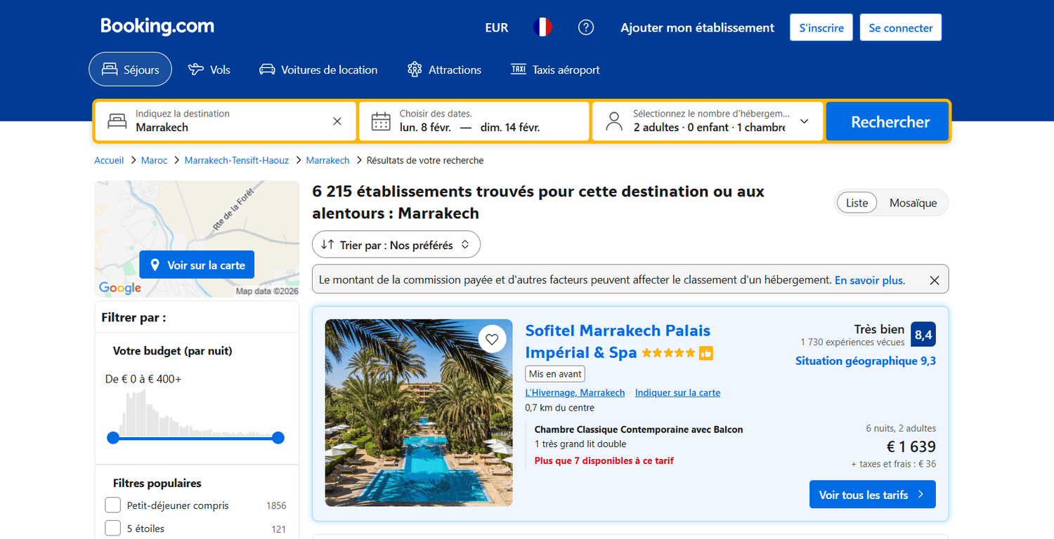 Screenshot of the public price for Sofitel Marrakech Palais Impérial & Spa